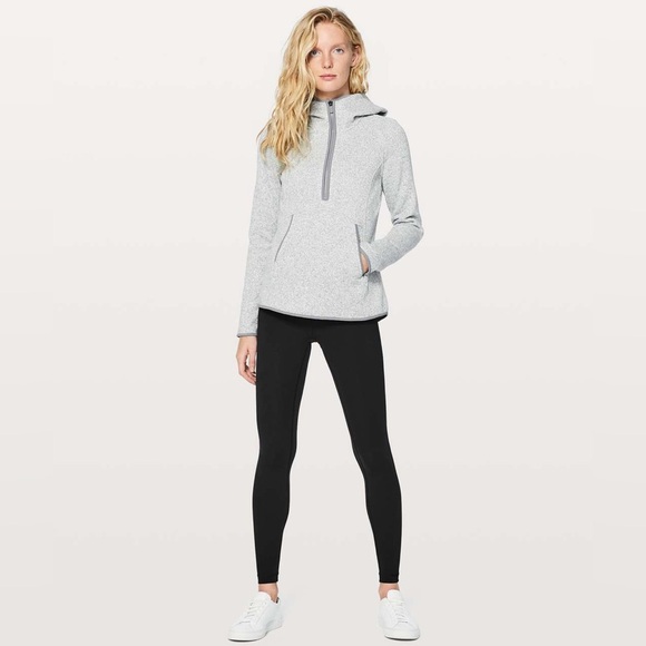 Lululemon Fleece & Thank You Pullover, Heathered White/Battleship, Size 6 - Picture 3 of 12